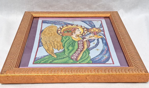 Ángel Celestial Punta de Aguja Enmarcado Sosteniendo Vela Llameante 11.5x9.5" ¡Hecho Artesanalmente! - Imagen 19 de 21