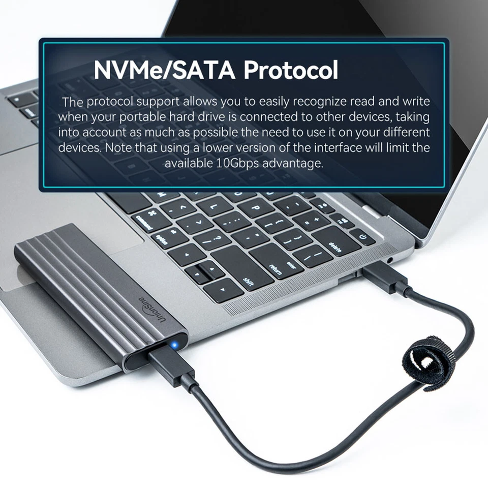 M.2 NVME + SATA External SSD Enclosure Case Adapter USB 3.2 10Gbps Data Transfer