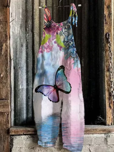Mono holgado boho de mujer talla grande mono verano retro peto pantalones harén DE - Imagen 18 de 73