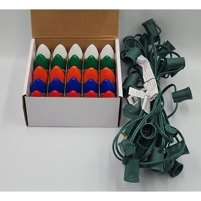 NOVELTY LIGHTS NEW 25 Piece C9 Ceramic Bulbs Multicolor With String Lights Indoor/Outdoor Use