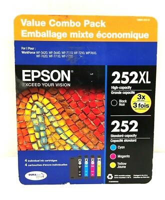 Epson Genuine T252XL 252XL Black \u0026 CMY 