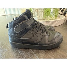 Nike Court Borough Mid 2 Triple Black Kids Sneakers CD7783-001 Size 3Y