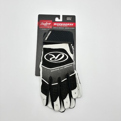 Rawlings Mens Workhouse Baseball Softball Batting Gloves Size M Black White