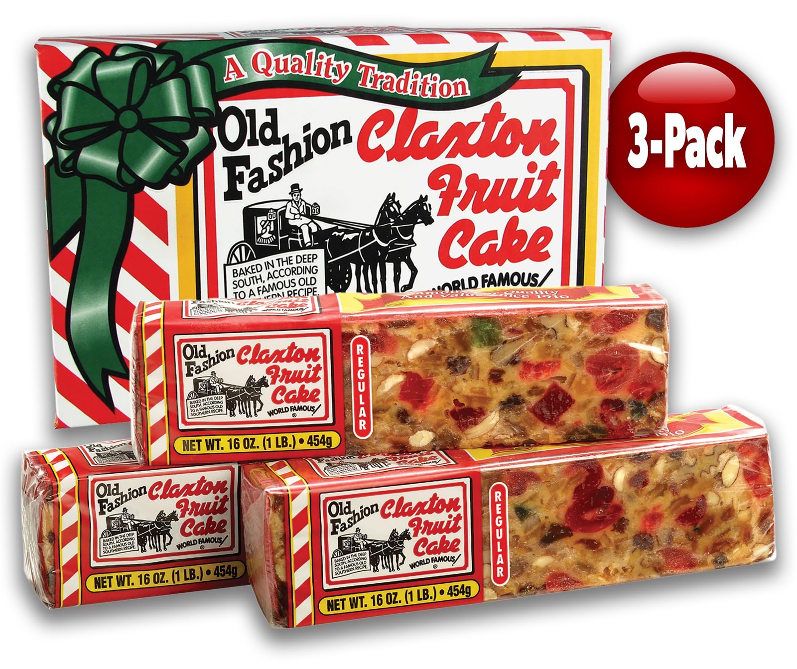 Claxton Fruit Cake – 3-1 Lb. Regular Recipe | Old Fashioned Holiday Fruitcake...