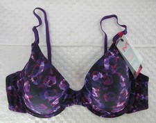 NWT MAIDENFORM 7959 BRA one fab fit demi tshirt PURPLE PINK FLORAL