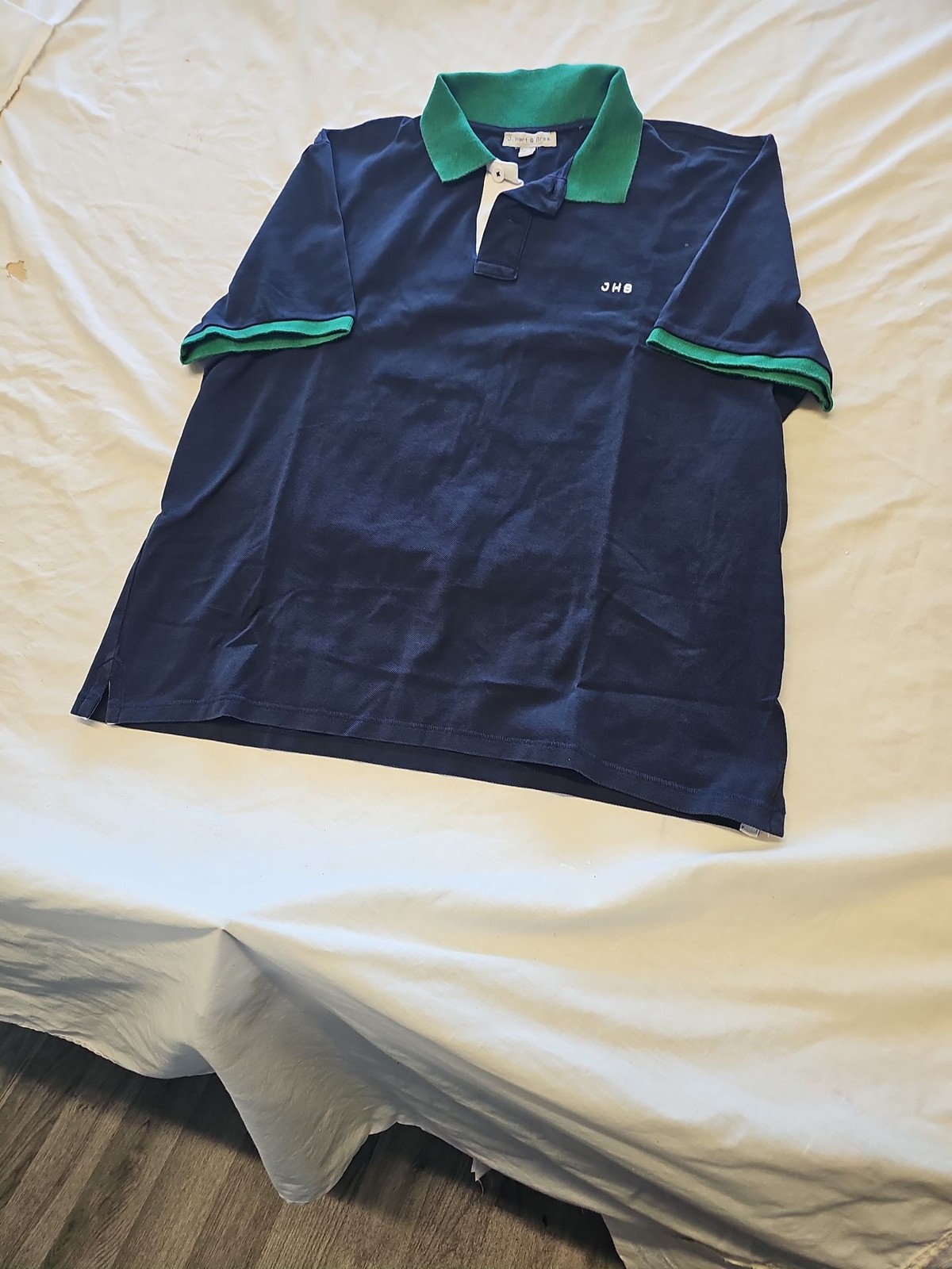 J. Hart & Bros. Navy Blue & Green Contrast Polo Shirt XL BB934 image 5