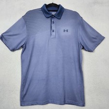 Under Armour Playoff Polo Shirt Mens Medium Blue HeatGear Golf Performance