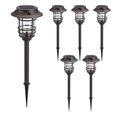 Mesh Linkable Series 6-Pack Solar Pathway Light w/ LiFePO4 Battery, 300LM, Au...