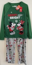 NEW Mickey Minnie Mouse Christmas pajamas set womens medium jammies families