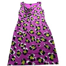 Worthington Purple Abstract Animal Prt Cowl Neck Sleeveless Sheath Dress Office
