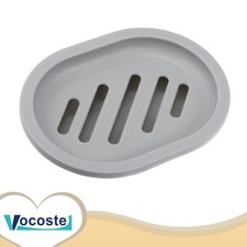 Piece of 1 Soap Dish Soap Cleaning Storage for Home Bathroom Plastic Light Gray