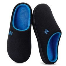 Men's Original Two-Tone Memory Foam Slipper 10.5 Black/Sapphire