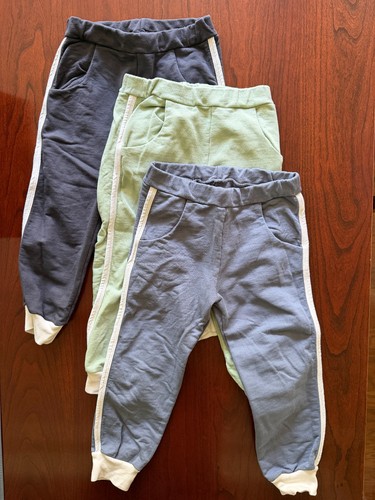 (3) Winter Water Factory Track Pants, Charcoal, Meadow Green, Slate Blue, Size 4