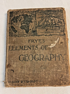 1902 Child's Scrapbook glued into Frye's Geography Hardback Book w Glued Images