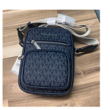 Michael Kors Mens Blue Logo Print Crossbody B...