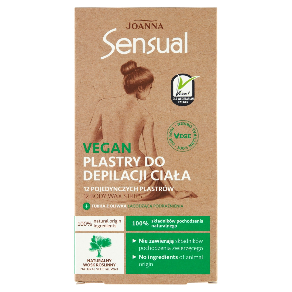 5901018019167 Joanna Sensual Vegan plastry do depilacji ciaa 12szt tubka z ol 3590₽