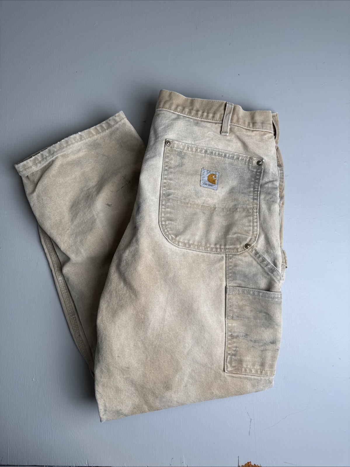 Vintage Carhartt Double Knee Work Pants Tan Distressed Workwear 34x30 B01 BRN
