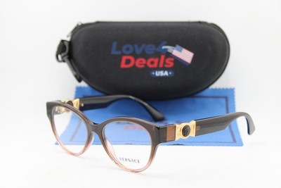 NEW VERSACE MOD. 3313 5332 CLEAR BROWN GOLD AUTHENTIC EYEGLASSES 54-17