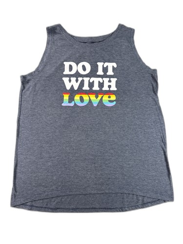 Athletic Do It With Love Works Do It Love Tank 12 Top Womens 12/14 Gray Cotton