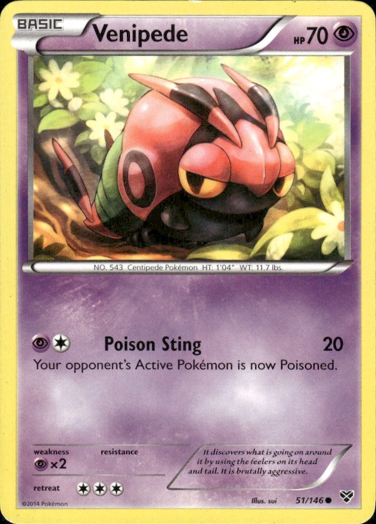 Venipede 51/146 Common XY Pokemon Moderately Played