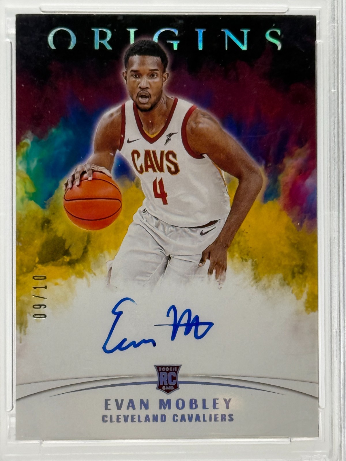 2021 Panini Origins GOLD EVAN MOBLEY (ON-CARD AUTO #'d / 10) PSA Auth AU 10 (RC) view 2