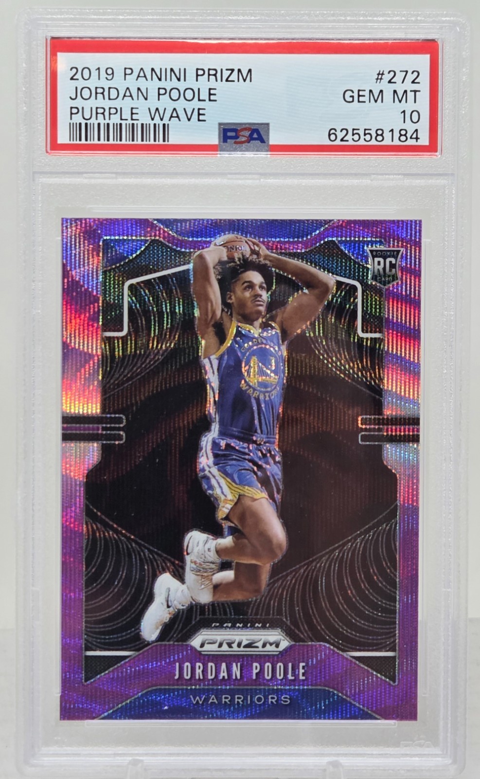 2019 Prizm JORDAN POOLE Purple Wave Refractor Rookie Card PSA 10 Gem Mint