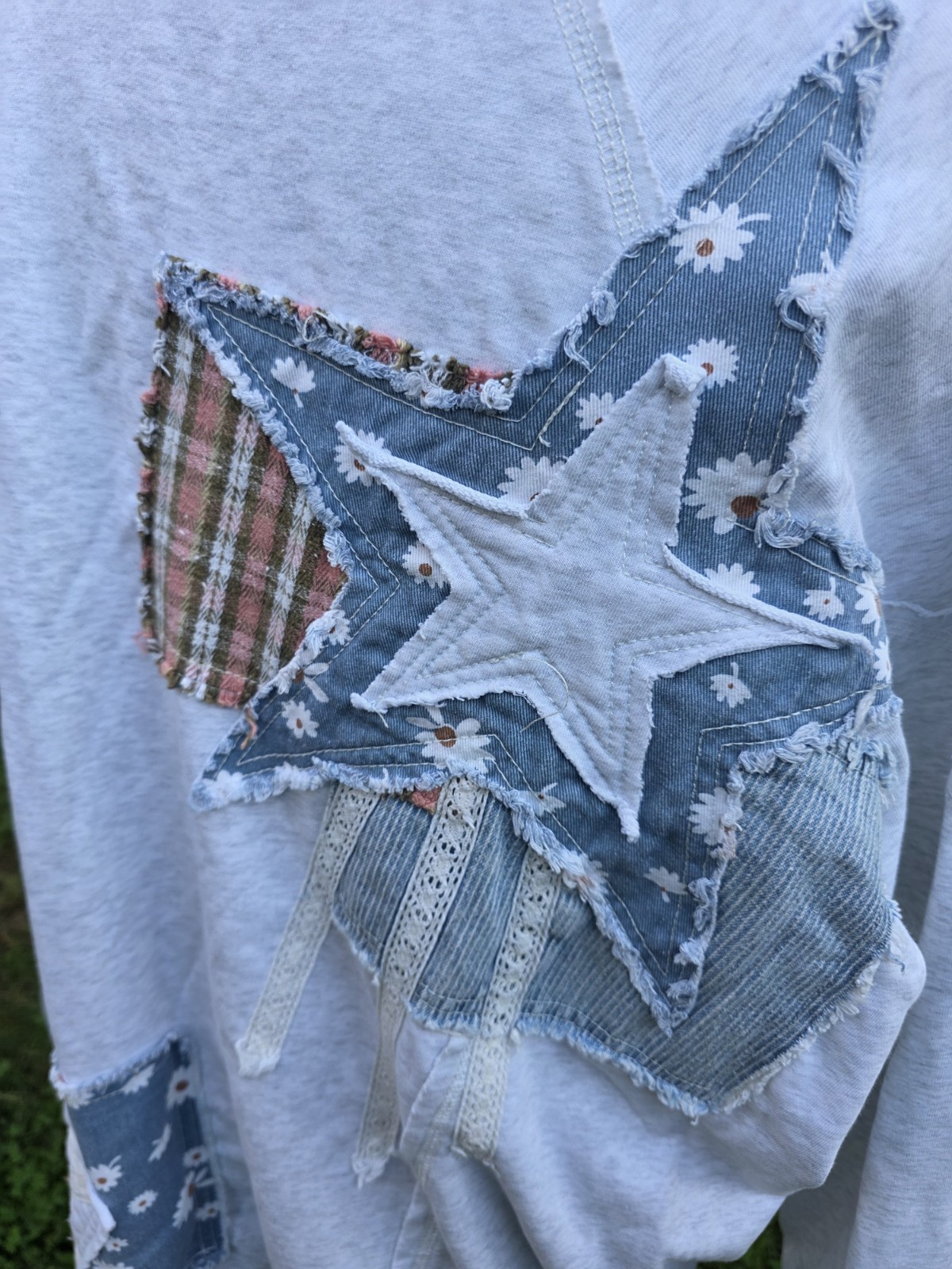 Blue Velvet Patchwork V-Neck Pullover Sweater - B… - image 4