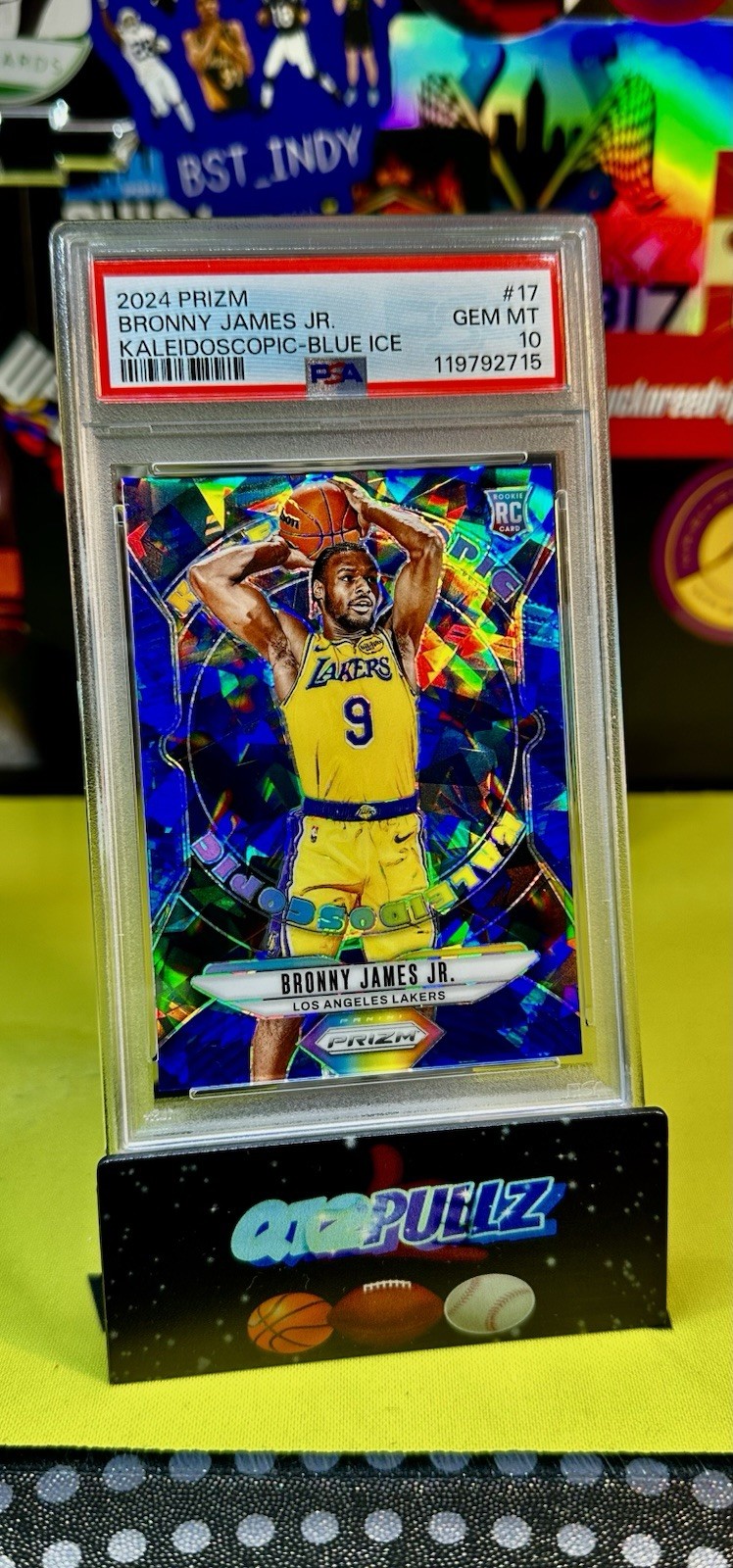 Bronny James PSA 10 2024 Panini Prizm Kaleidoscopic SSP Blue Ice RC Lakers /125