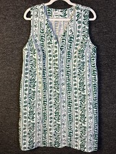 Sonoma Sleeveless Green and White Floral Print Dress Size Medium