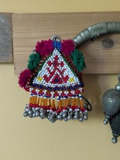 Beaded Tribal Tassel Triangular Kuchi Tribal Textile Adornment 4" 21285 