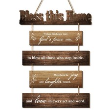 Bless This Home Wall Decor Religious House Warming Gift Farmhouse Wooden God ...