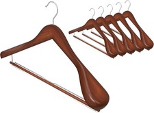 StorageWorks 6 Pack Wooden Hangers, Extra Wide Shoulder Wood Hangers with Lockin