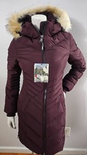 NEW PAJAR WOMEN'S QUEENS FAUX FUR PUFFER HOODED DOWN COAT IN OXBLOOD SIZE XS