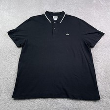 Lacoste Polo Shirt Mens 2XL US 7 Black Pique Cotton Tennis Golf Regular Fit
