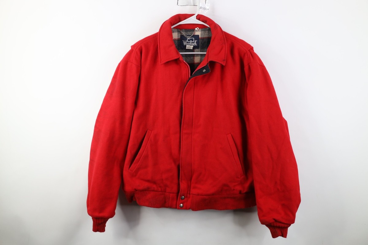 Vtg 90s Woolrich Mens XL Distressed Lined Wool Full Zip Bomber