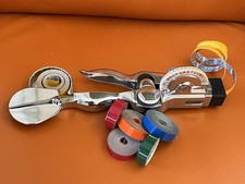Vintage Chrome Dymo-Mite Tape Writer Label Maker 6 Rolls Tape & Font Wheel Works