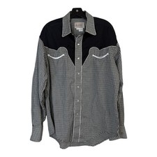 Rockmount Ranch Wear Mens Black Gingham Western Snap Shirt Cotton Size M