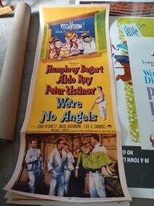 1955 Humphrey Bogart "WE'RE NO ANGELS" Original Theater Poster Insert 14 x 36 Ex