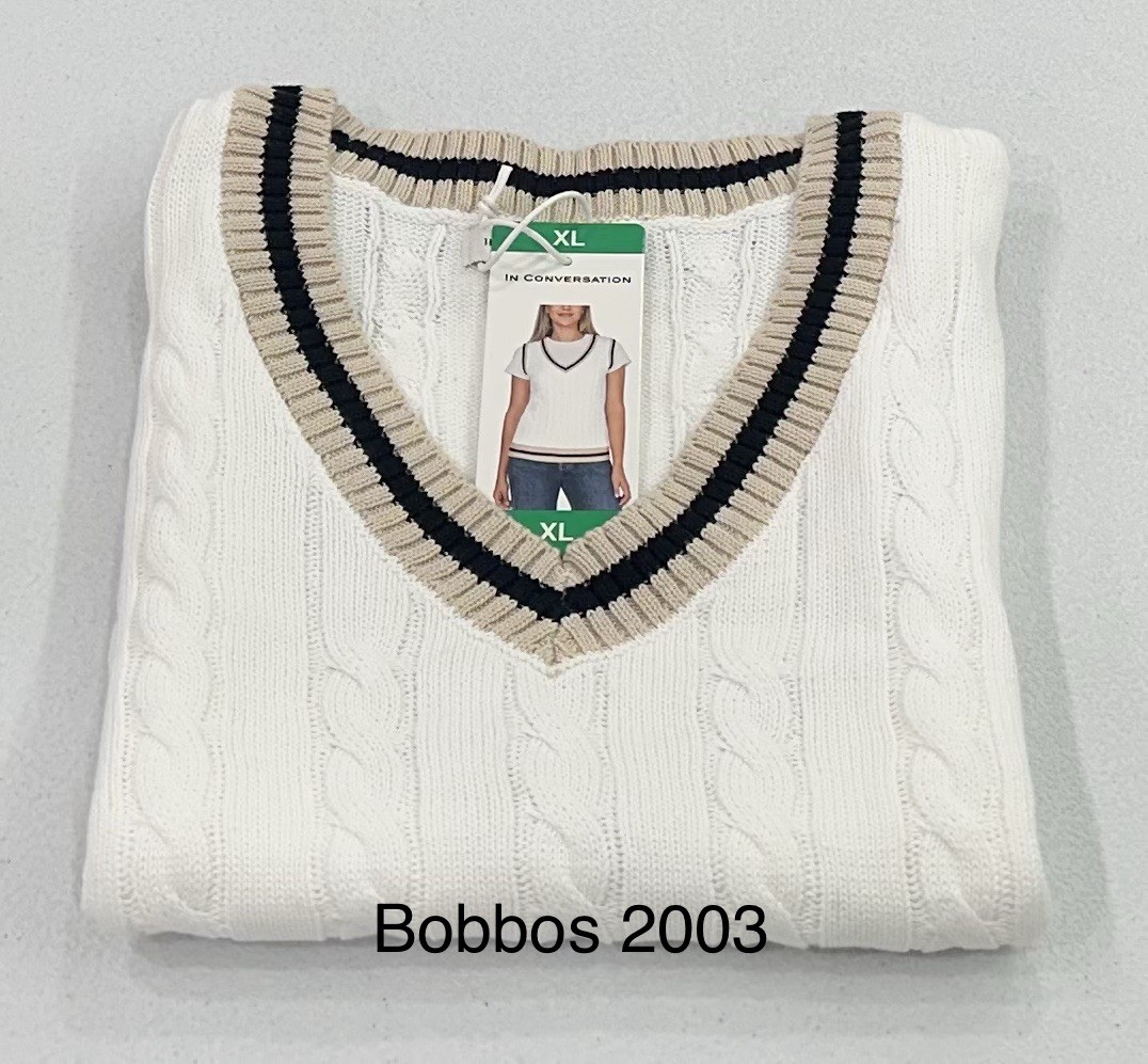 In Conversation Women's V-Neck Cotton Classy Preppy Sweater Vest, Ivory, Size XL