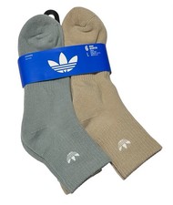 Adidas Men's 6-Pairs Cushioned High Quarter Quarter Crew Socks Green/White/Beige