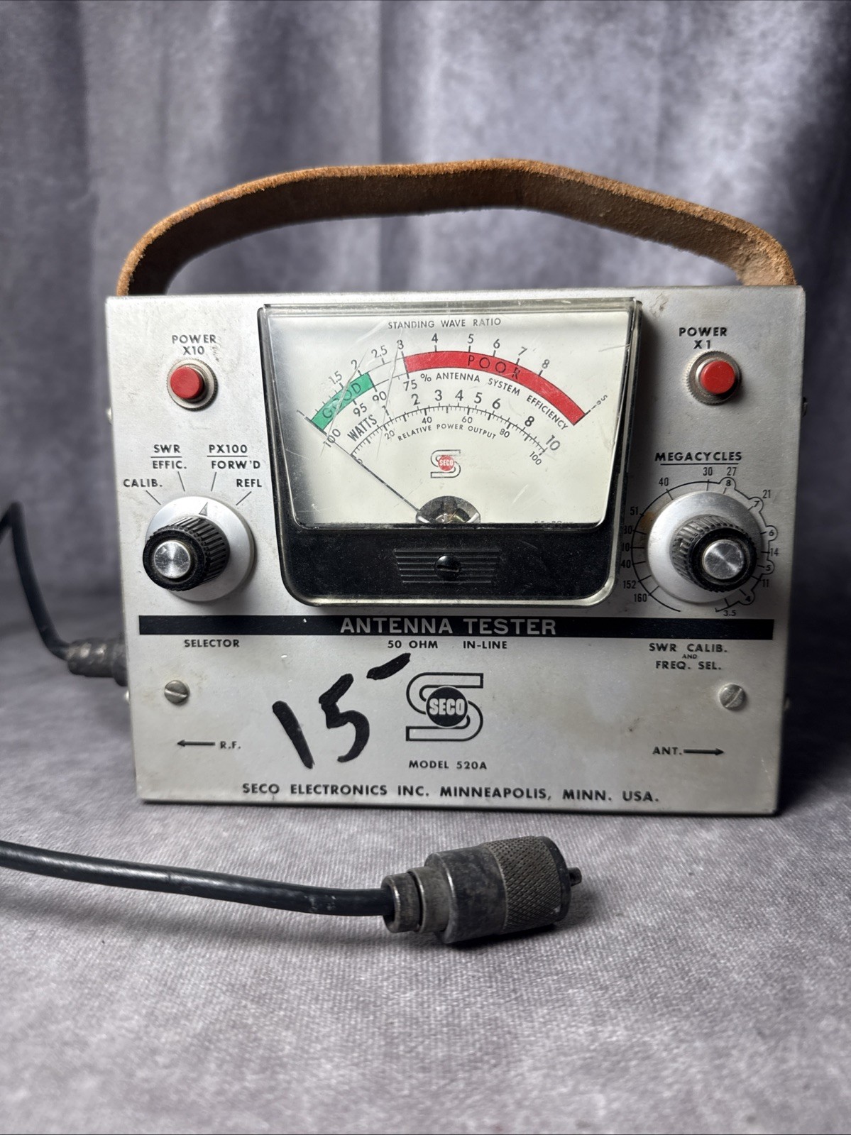 VINTAGE ANTENNA TESTER MODEL: 520A MADE BY SECO ELECTRONICS - UNTESTED