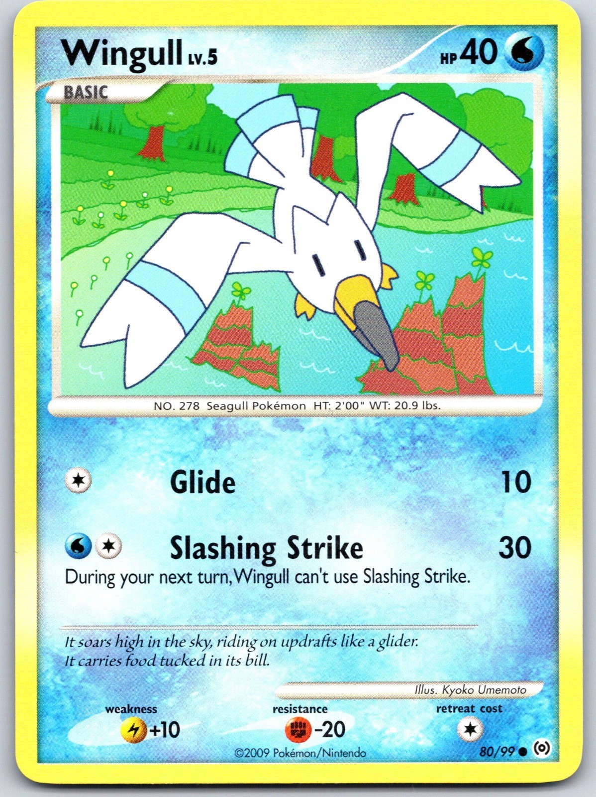 Wingull (80) 80/99 Non Holo Arceus NM-LP Pokemon 2009 Kyoko Umemoto