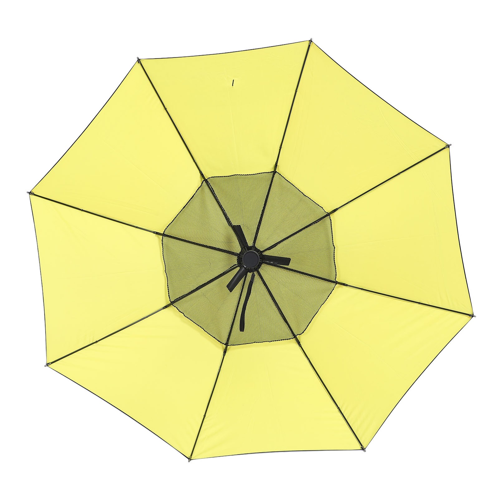 Yellow Sun Umbrella With Misting Fan Multi Functional Cooling Fan UV Sun
