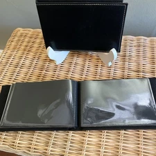 Set Of 2 Photo Album/Postcard Albums Black Faux Leather  36 Photos Each 4” x 6”