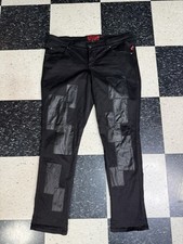Y2k Tripp NYC Black Faux Leather Patch Pants Low Rise Stretch Women's Sz 18