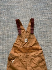 Carhartt Hunting Dungarees Duck Bib Overalls  35” Waist Men Small Brown 7193