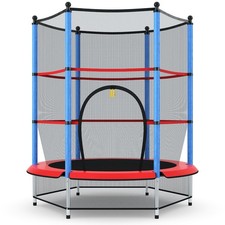Youth Jumping Round Trampoline 55" Exercise W/ Safety Pad Enclosure Combo Kids