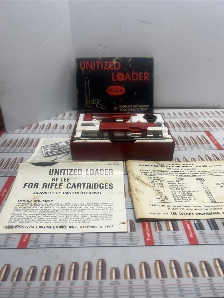 LEE UNITIZED LOADER 8X57 MAUSER RELOADING SET 8MM COMPLETE & GUIDES 1974 VINTAGE - Image 2 of 4