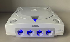 Region Free Sega Dreamcast Console, Blue LEDs, New Battery & Holder NTSC & PAL .