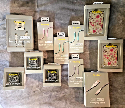 Brand New Heyday Electronics Lot 11 Pc Cables Chargers Power Banks/iPad/iPhone